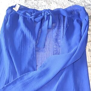 NEW! Royal Blue Sheer Maxi Skirt with Waist Tie - Medium - Flowy Boho Summer St
